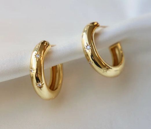 Meredith CZ Star Thick Hoop
