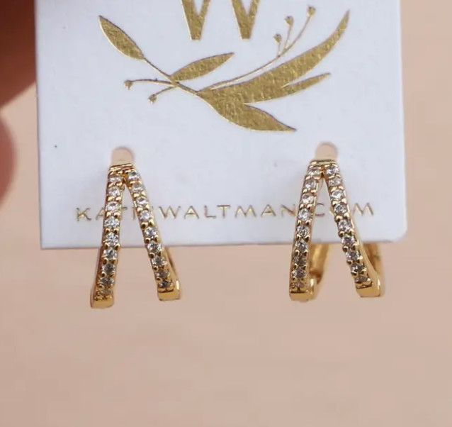 Double CZ Huggie Hoops