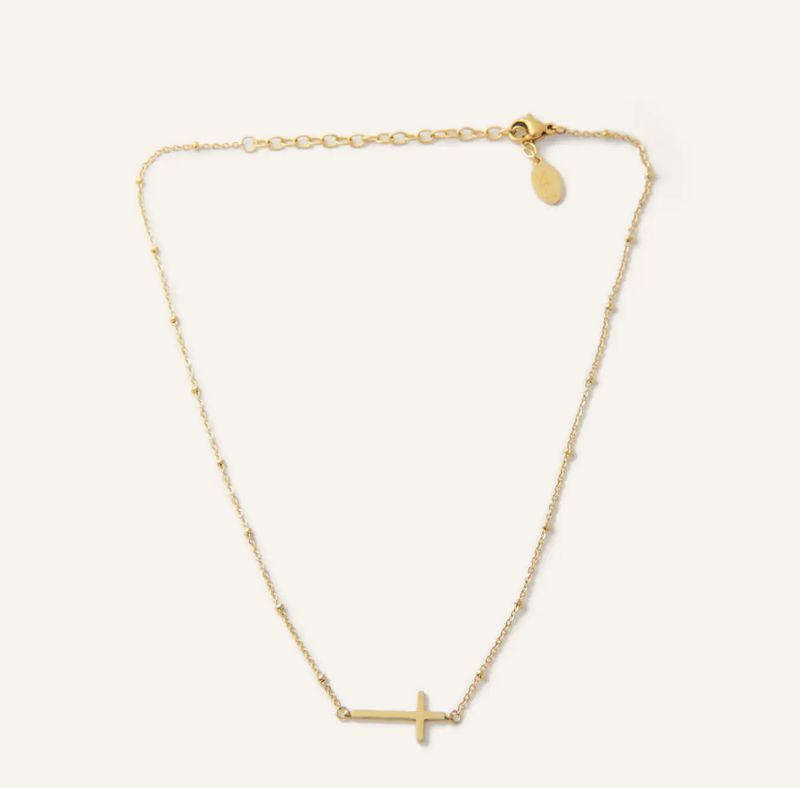 Waterproof Gold Heavenly Cross Necklace