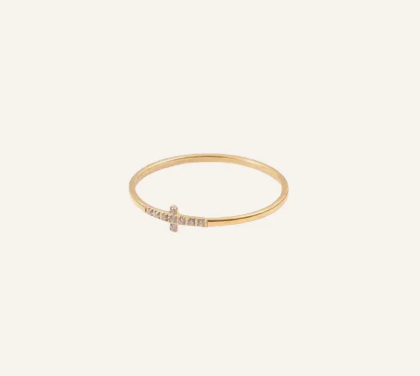 Crystal Cross Ring- Waterproof- Size 7