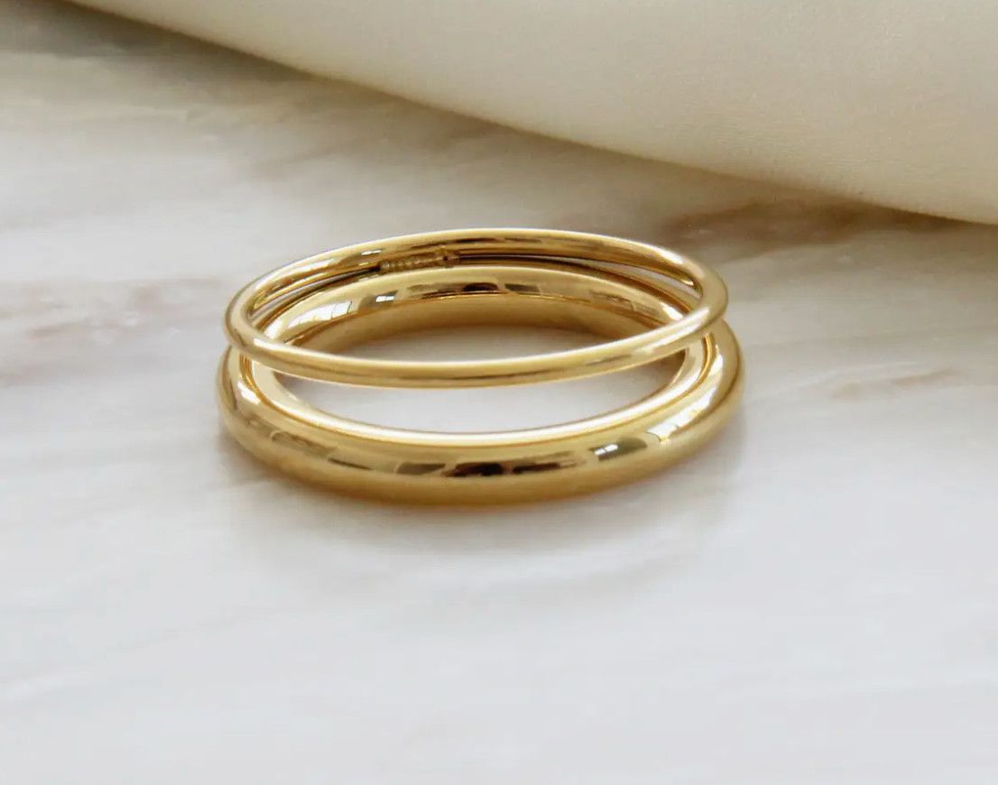 Gold Double Band Ring - 8