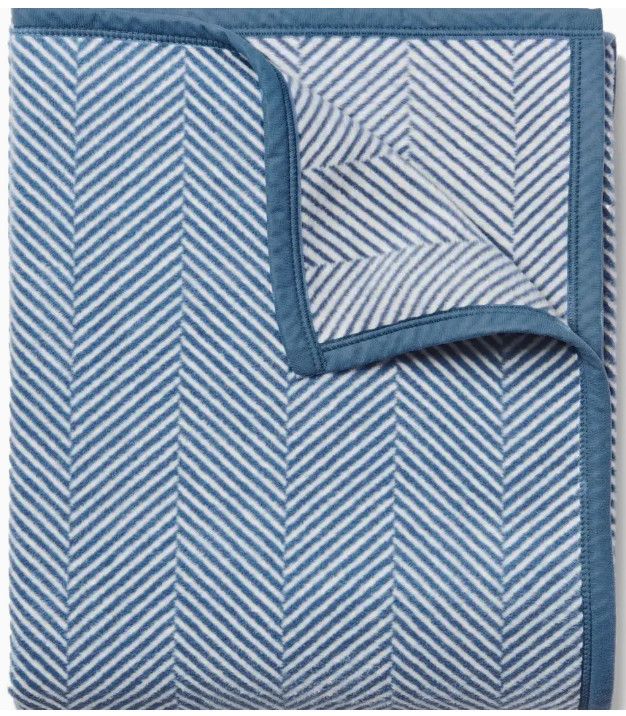 Harborview Herringbone Cornflower Blue Blanket