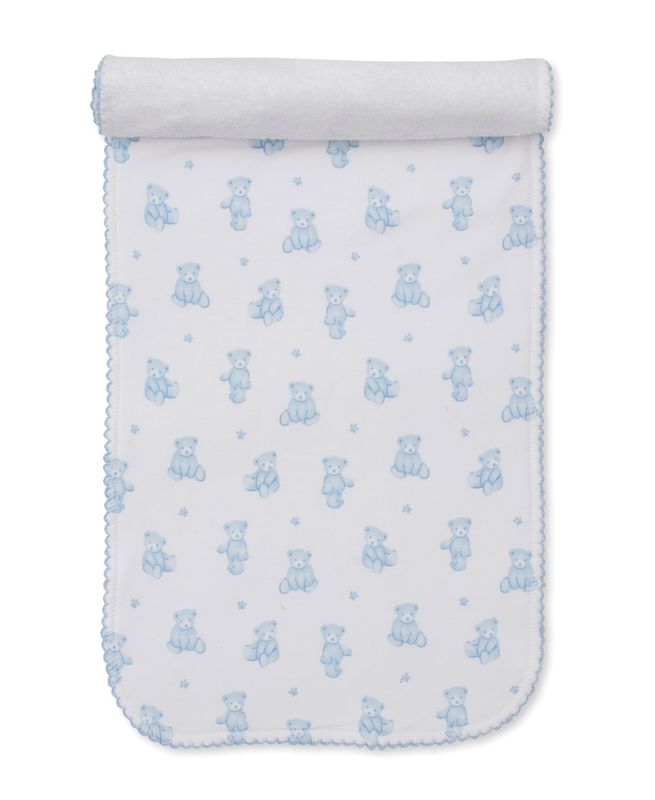 Teddy Bear Time Burp Cloth- Light Blue
