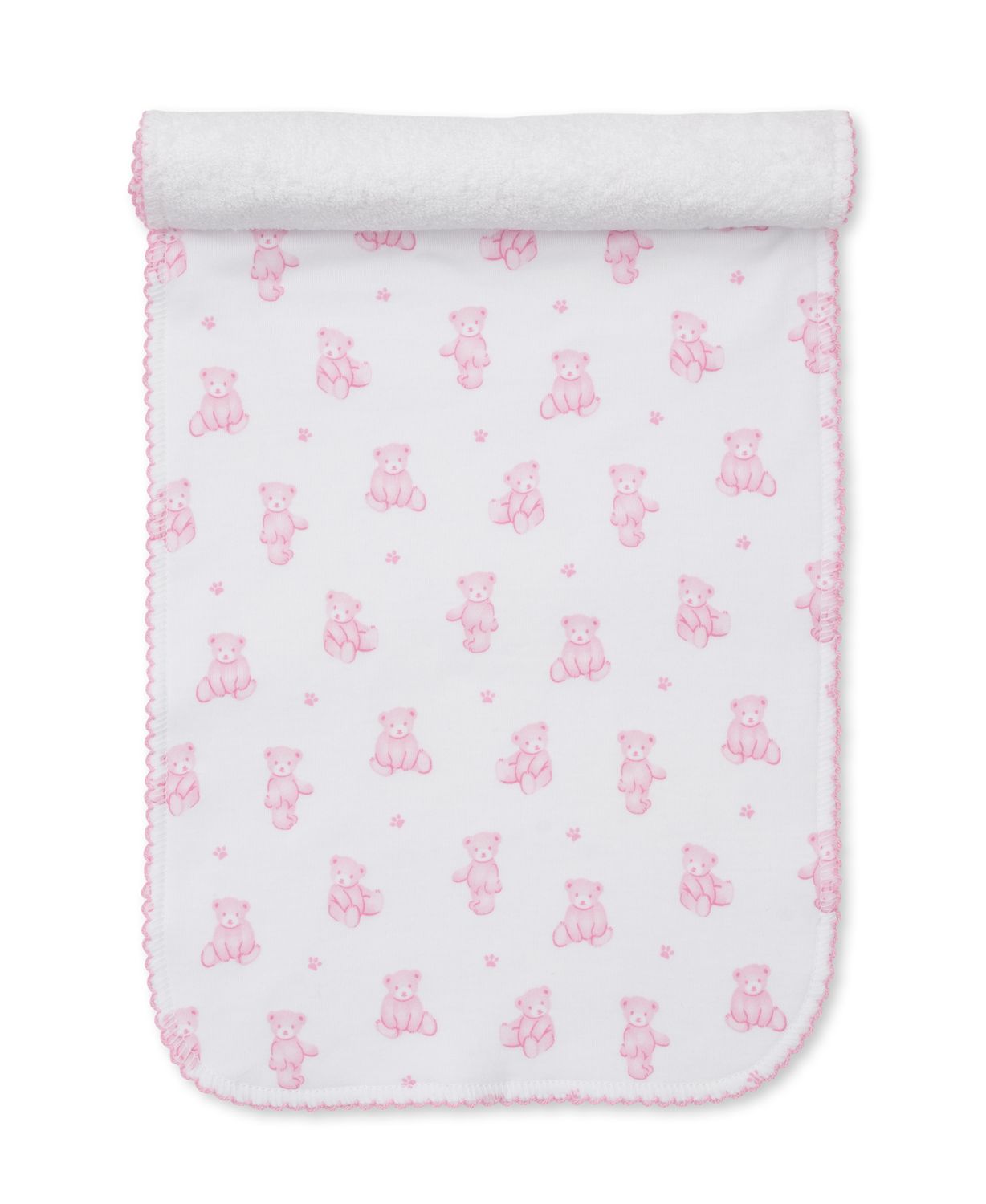 Teddy Bear Time Burp Cloth- Light Pink