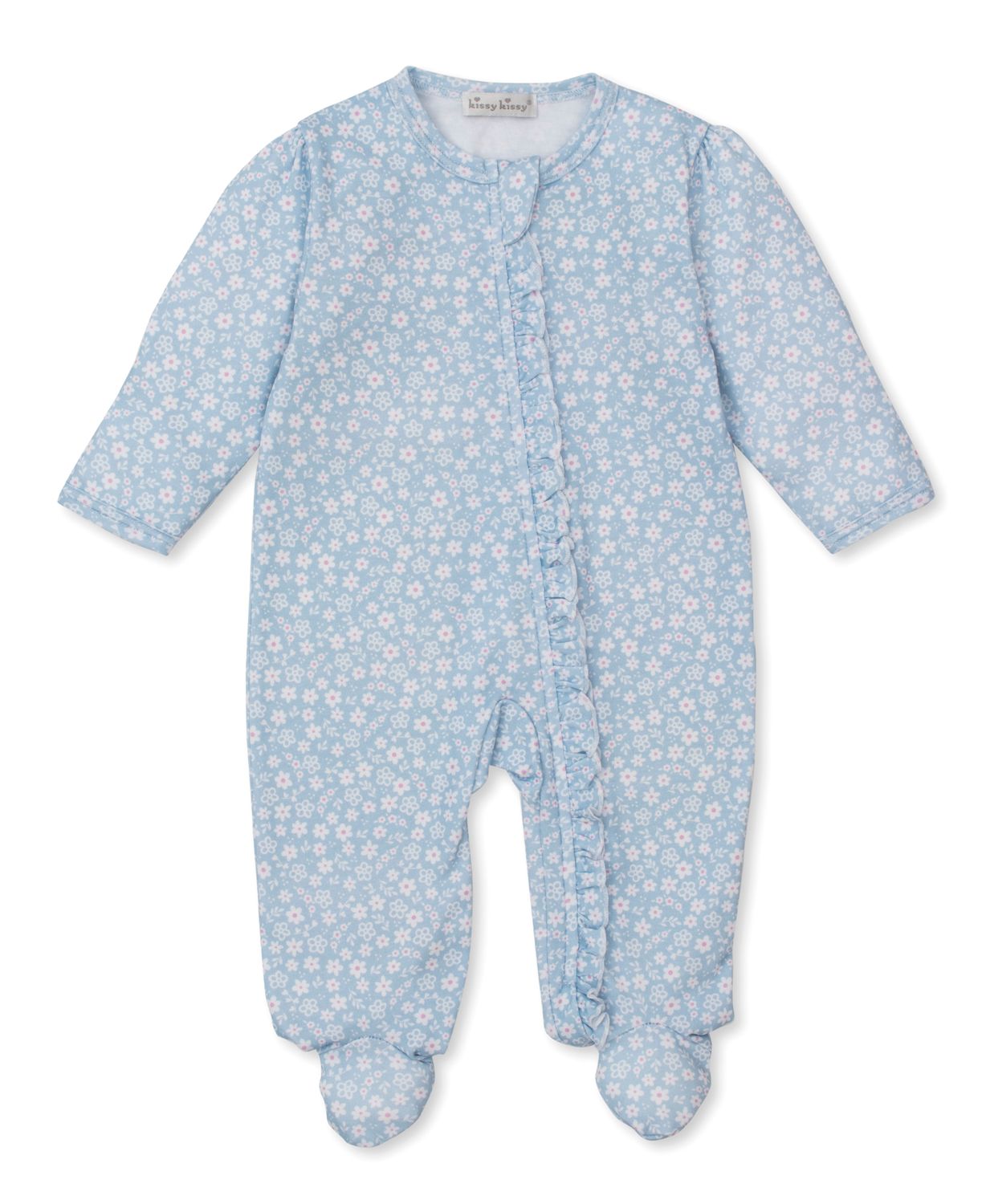 Fall in Bloom Zip Footie- Light Blue
