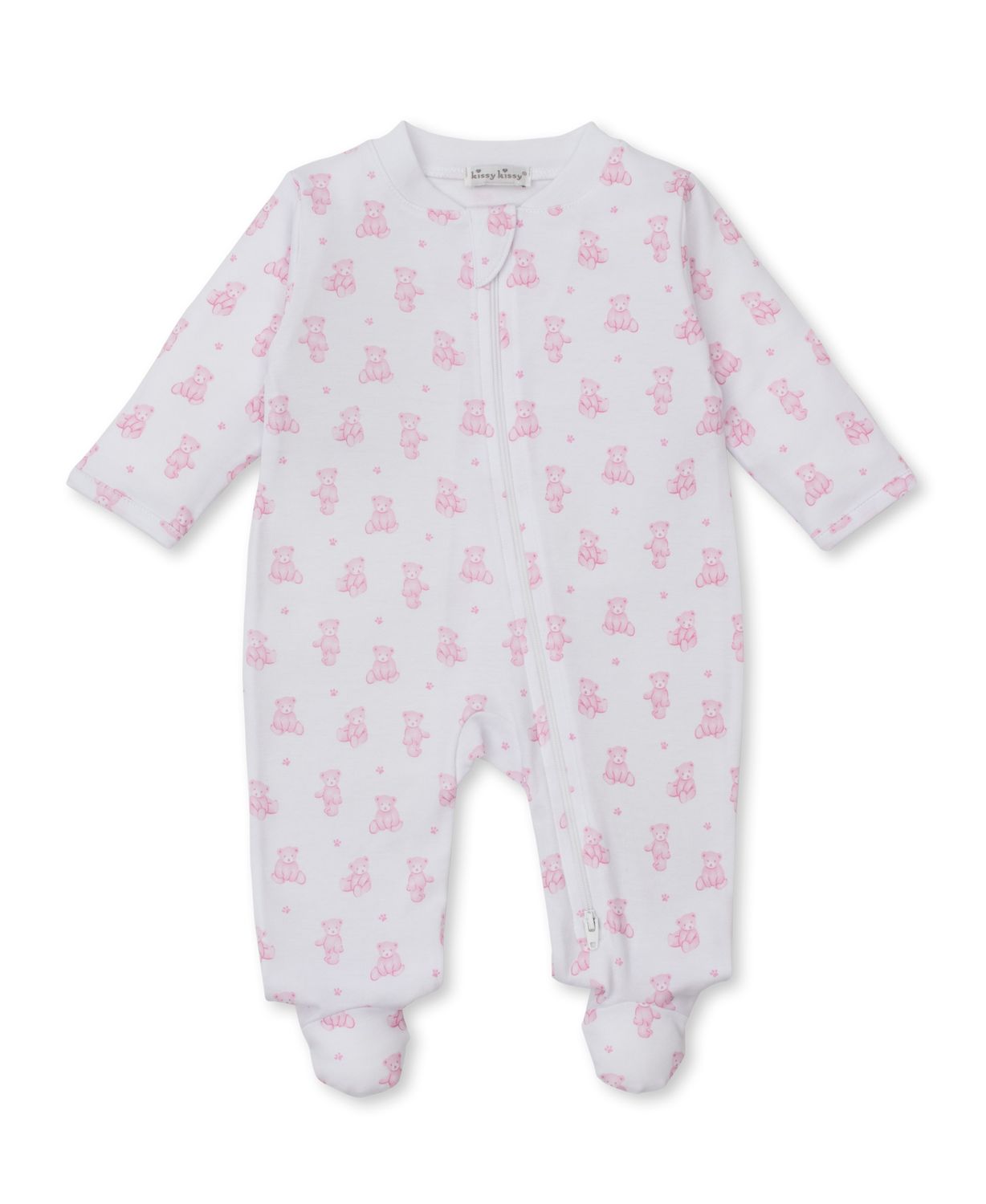 Teddy Bear Time Zip Footie Pink