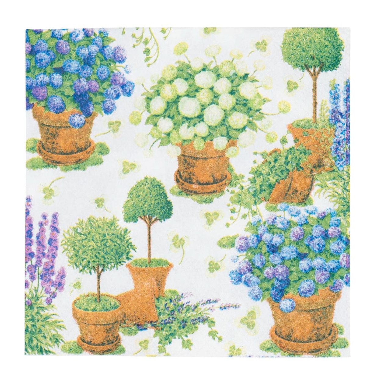 Potted Hydrangeas Cocktail Napkin