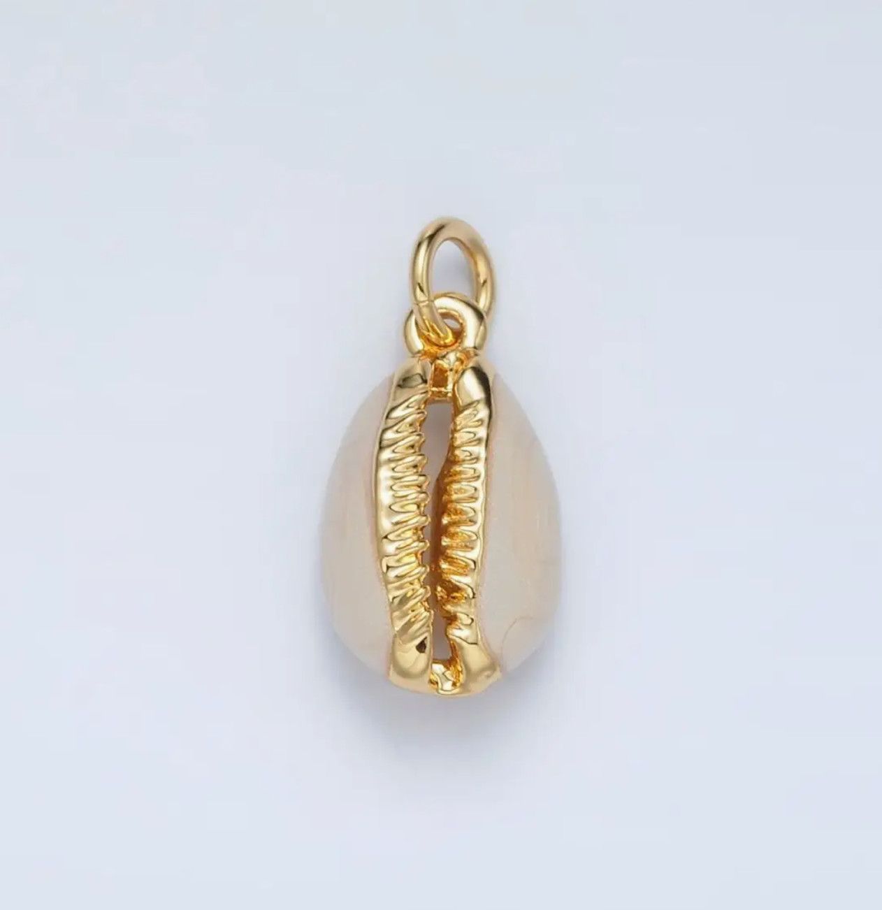 24K Gold Filled White Enamel Clam Charm