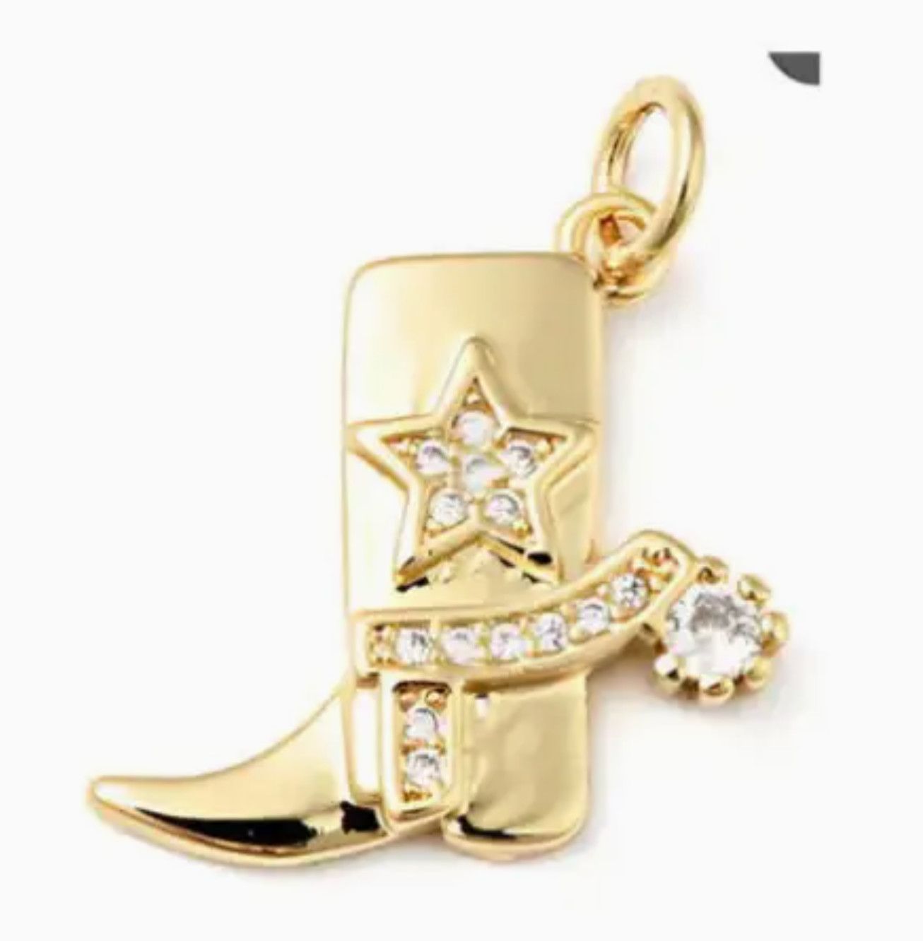 Cowboy Boot Pave Gold Charm