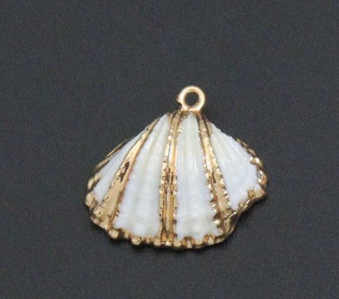 Shell White w/ Triple Gold Line Charm