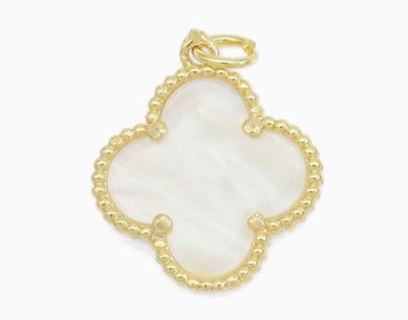 White Clover Gold Trim Charm