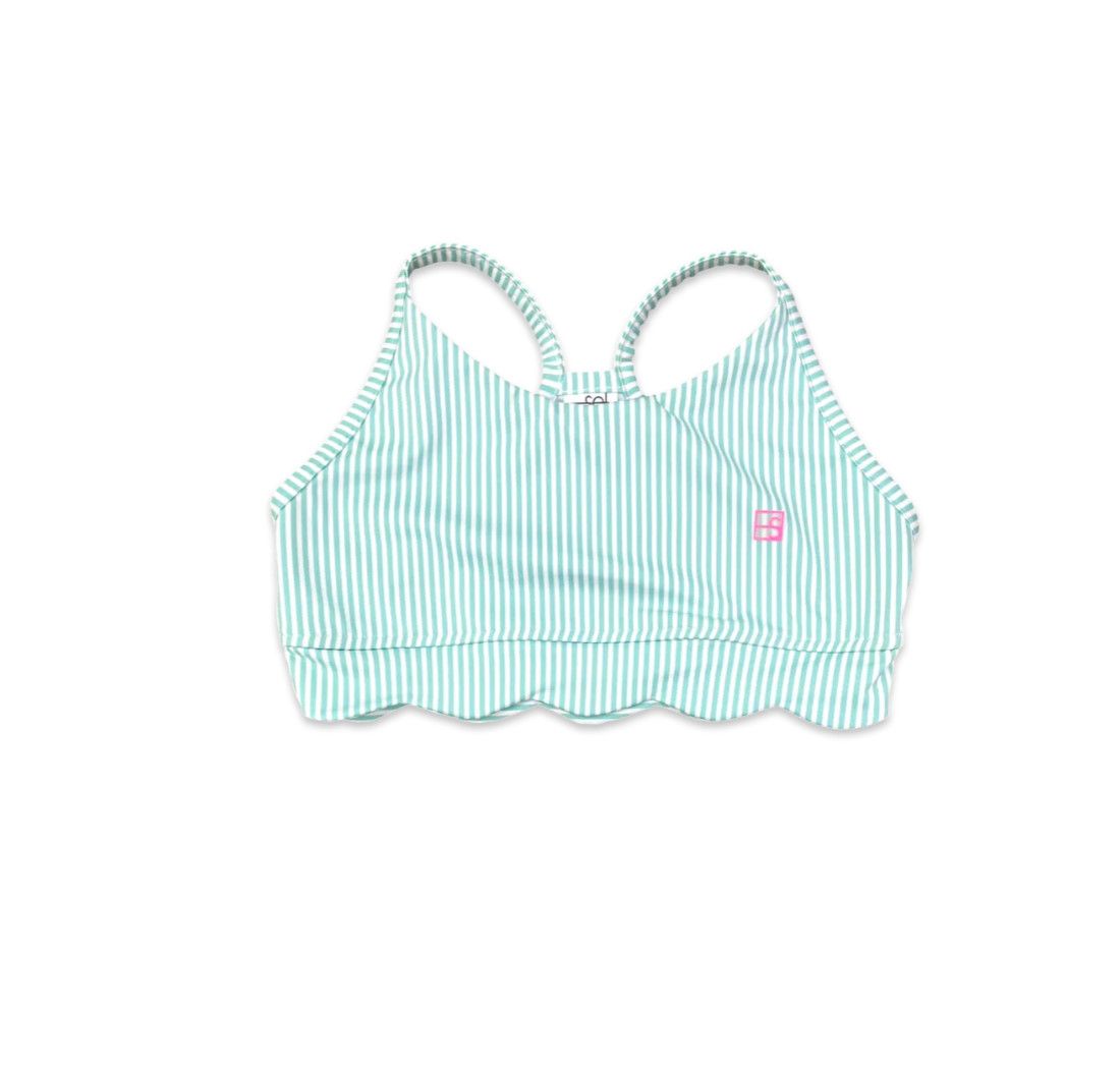 Becca Scallop Sports Bra - Totally Turquoise Stripe