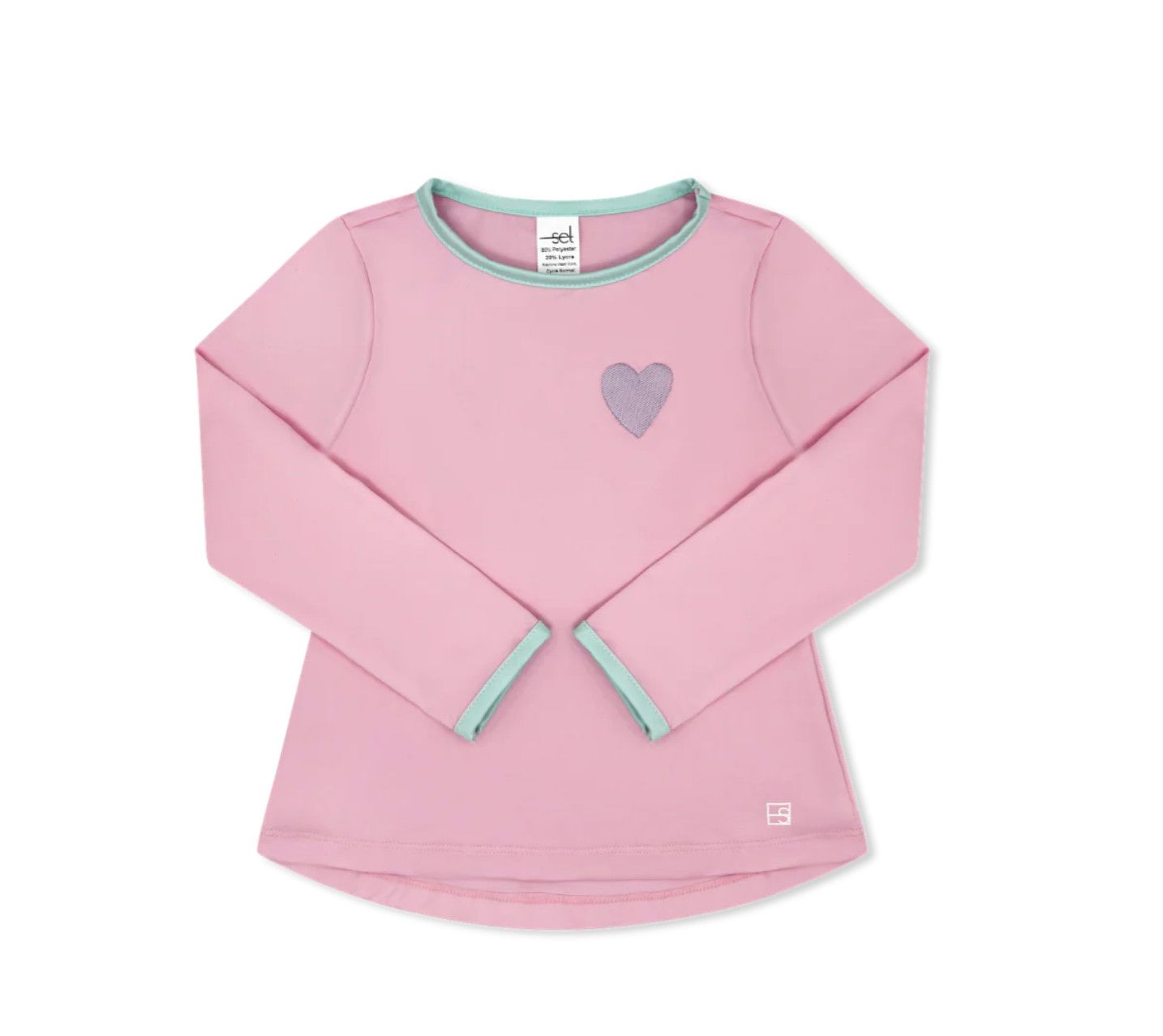Bridget Top Long Sleeve - Cotton Candy Pink &amp; Mint Heart