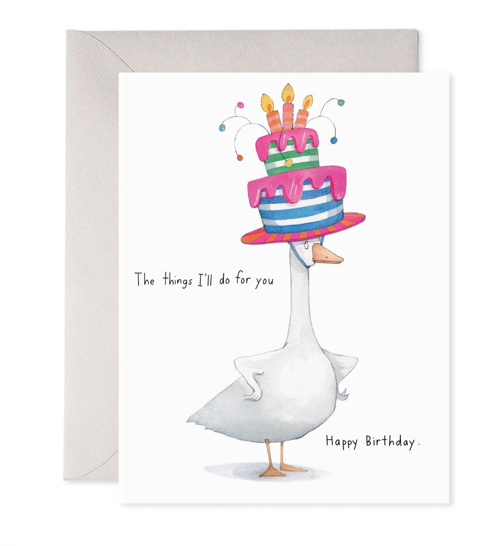 Goose Cake Hat Birthday Card
