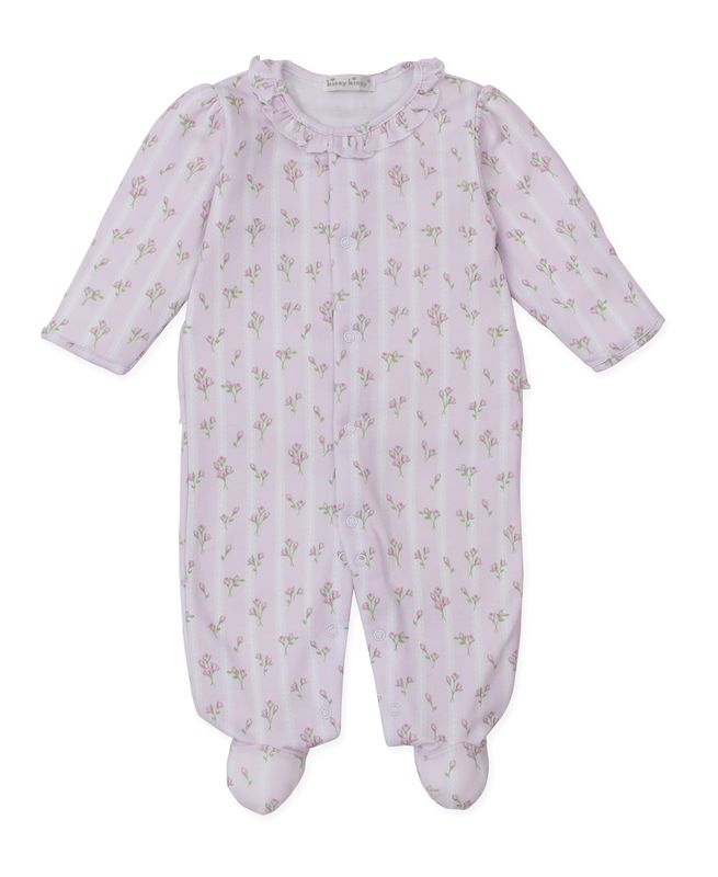 Ribbon Stipe Ruffle Footie Pink