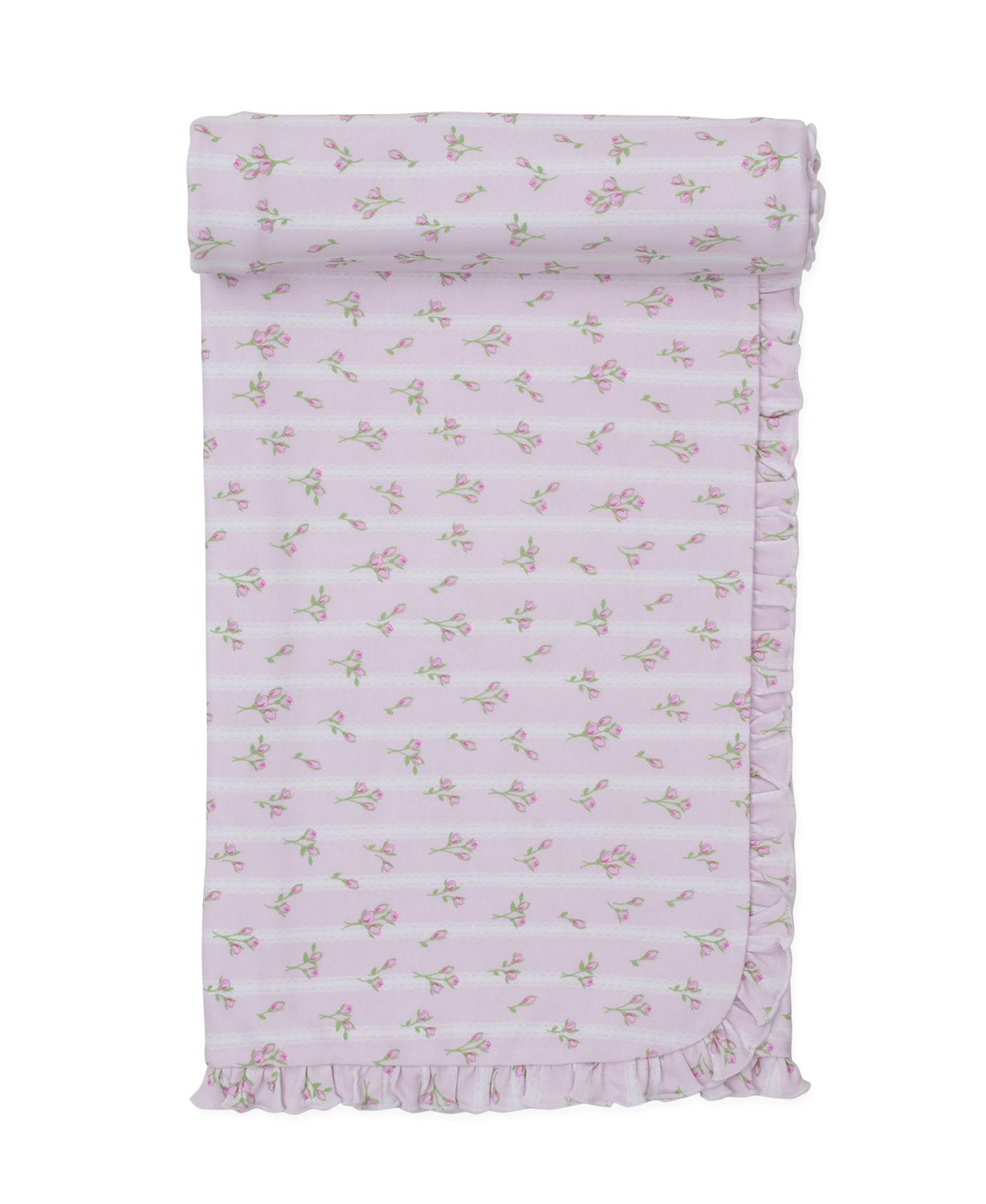 Ribbon Stripe Floral Blanket - Pink