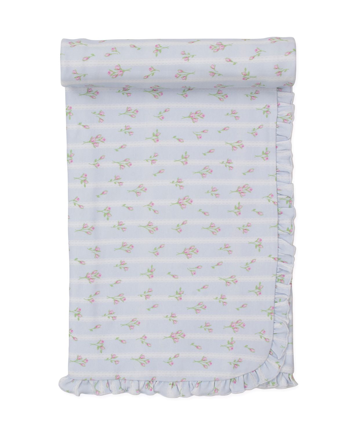 Ribbon Stripe Floral Blanket - Blue