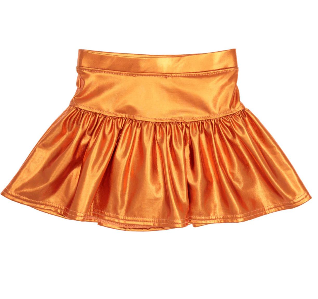 Slick Metallic Gathered Skort in Orange