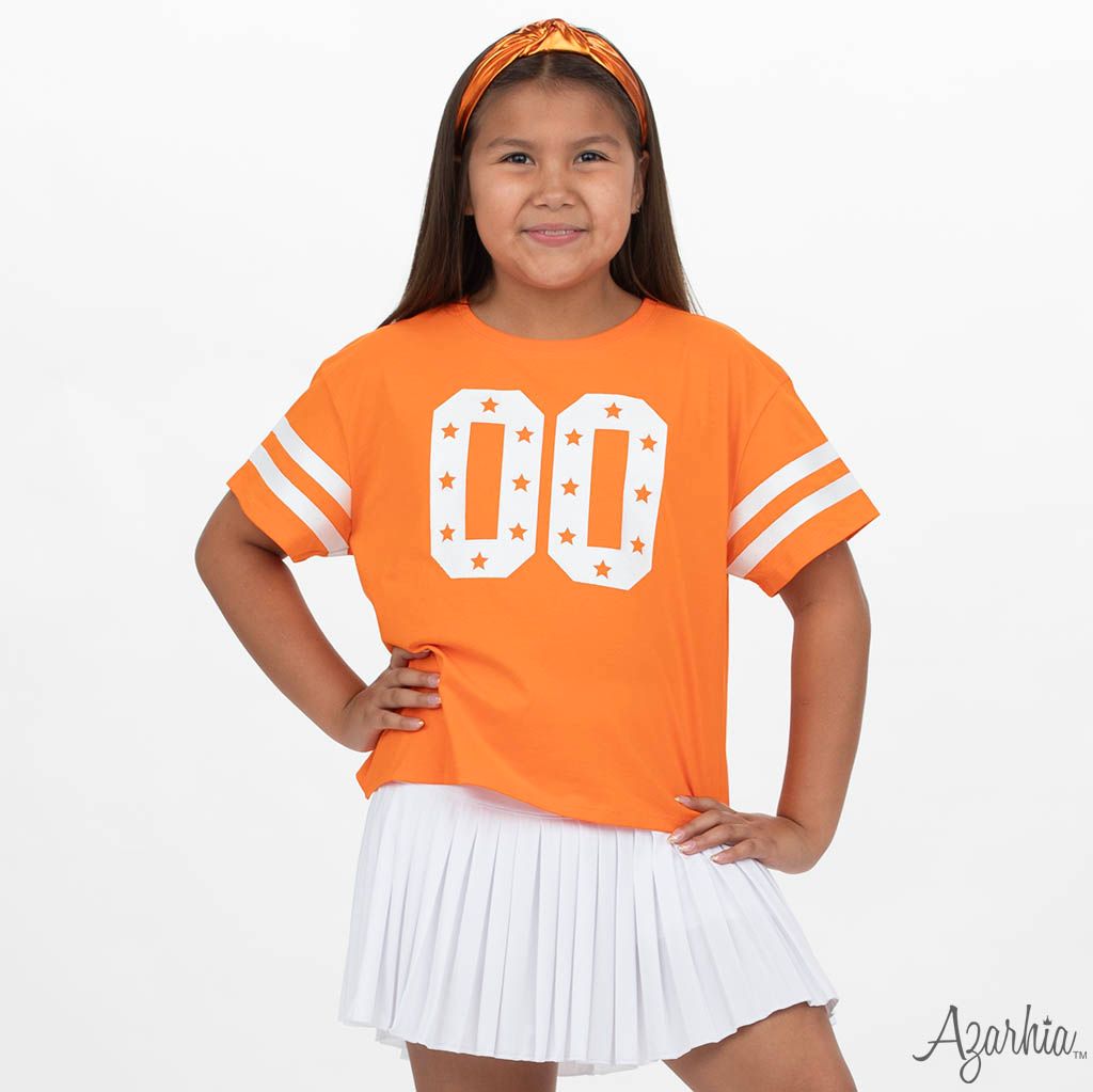 Glitter Double 00 Stars Boxy T Orange Game Day
