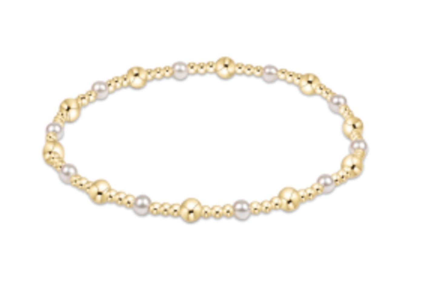 Extends Classic Sincerity Pattern 4mm Pearl Bead Bracelet - Pearl/Gold