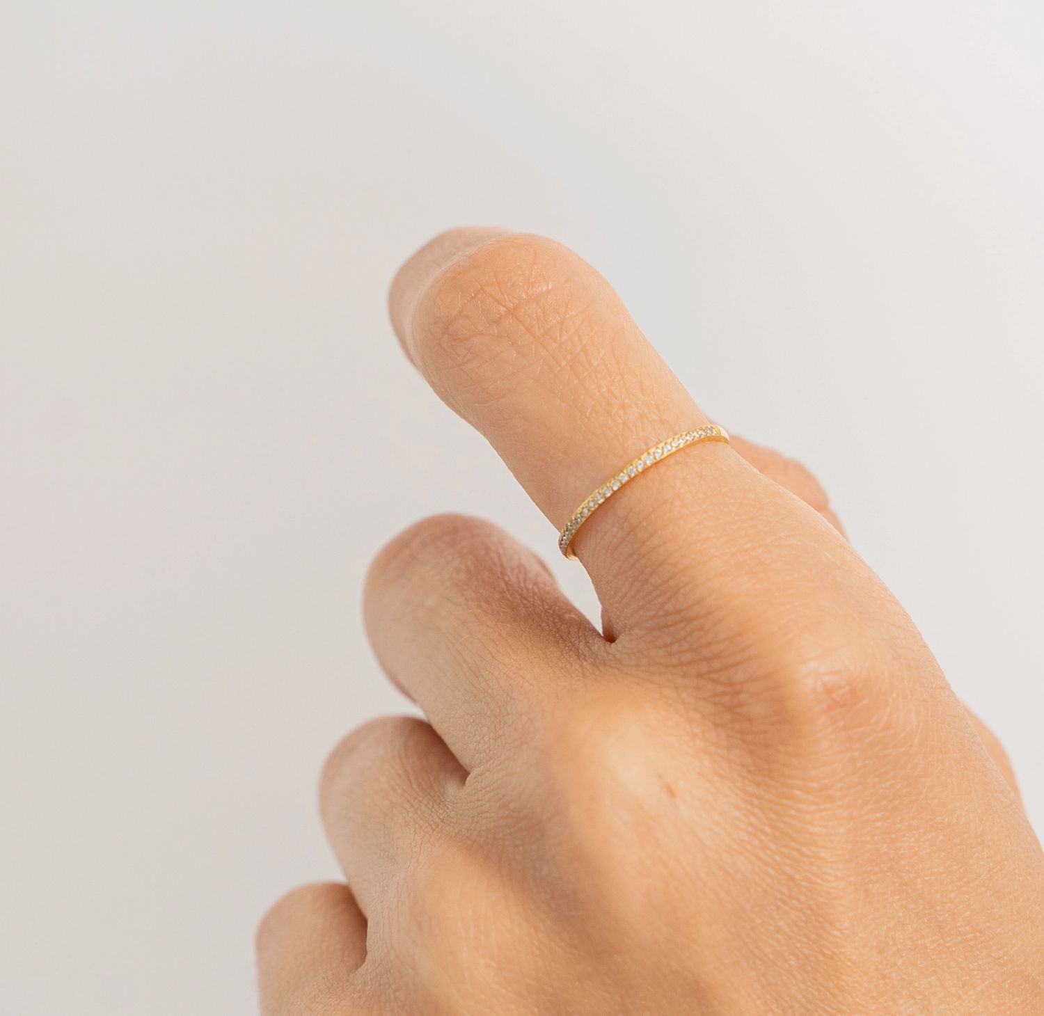 Waterproof Gold Dainty Diamond Ring Band- Size 6