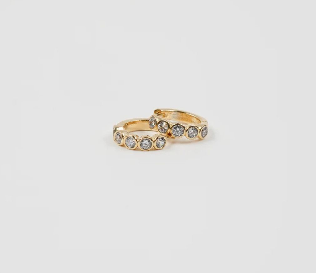 18K Gold Diamond Huggies