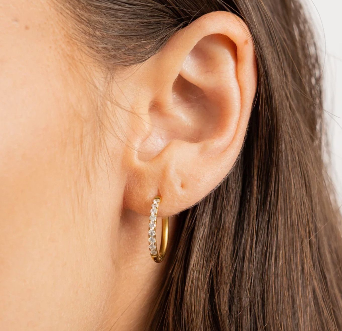 Waterproof Gold 18mm Diamond Hoops