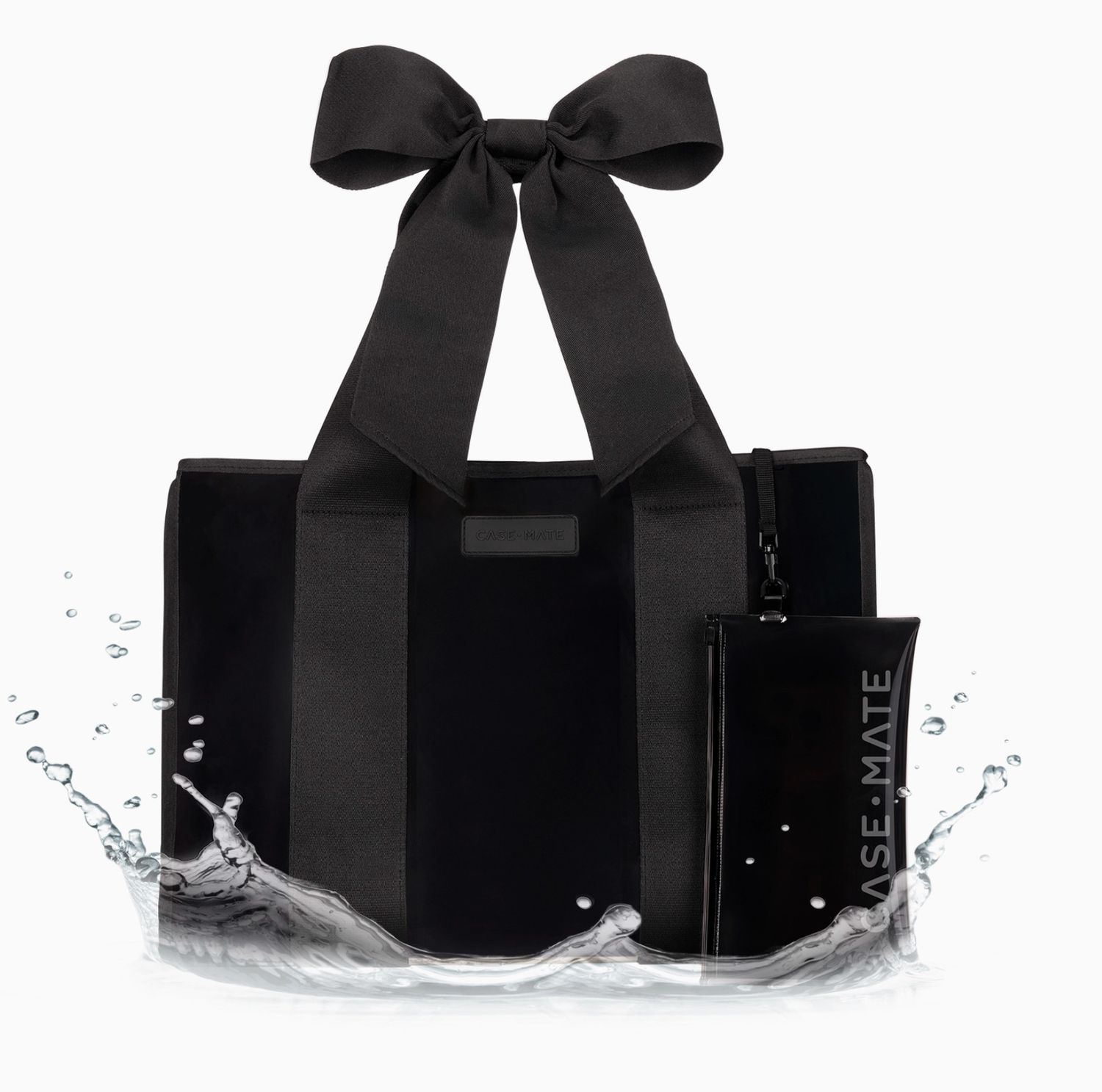 Bow Midnight Black Beach Tote w/ Phone Pouch
