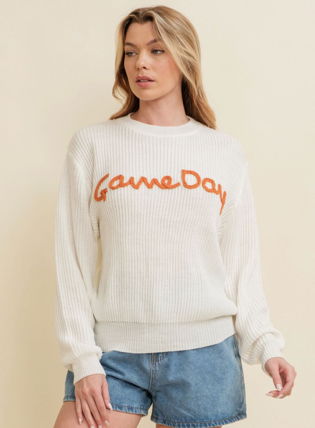 Game Day Sweater- Cream
