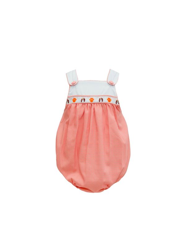 Orange Gingham Hound Dog &amp; Paw Bubble