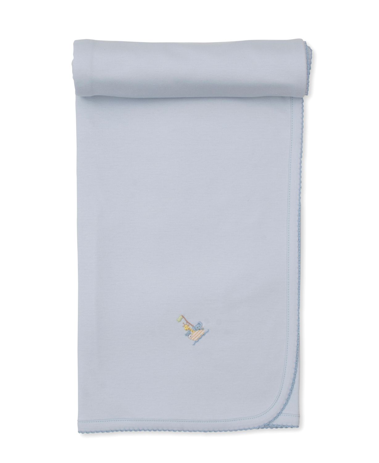 Premier Noah&#39;s Ark Blanket w/ Hand Emb Solid Blue