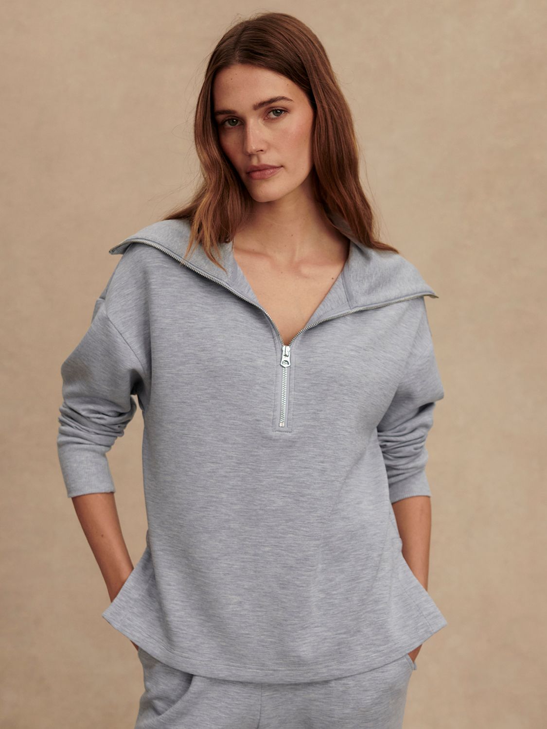 Larson Half Zip Sweat- Mid Blue Marl