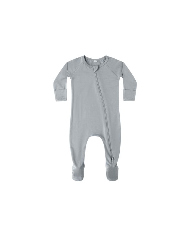 Bamboo Zip Footie Steel Blue