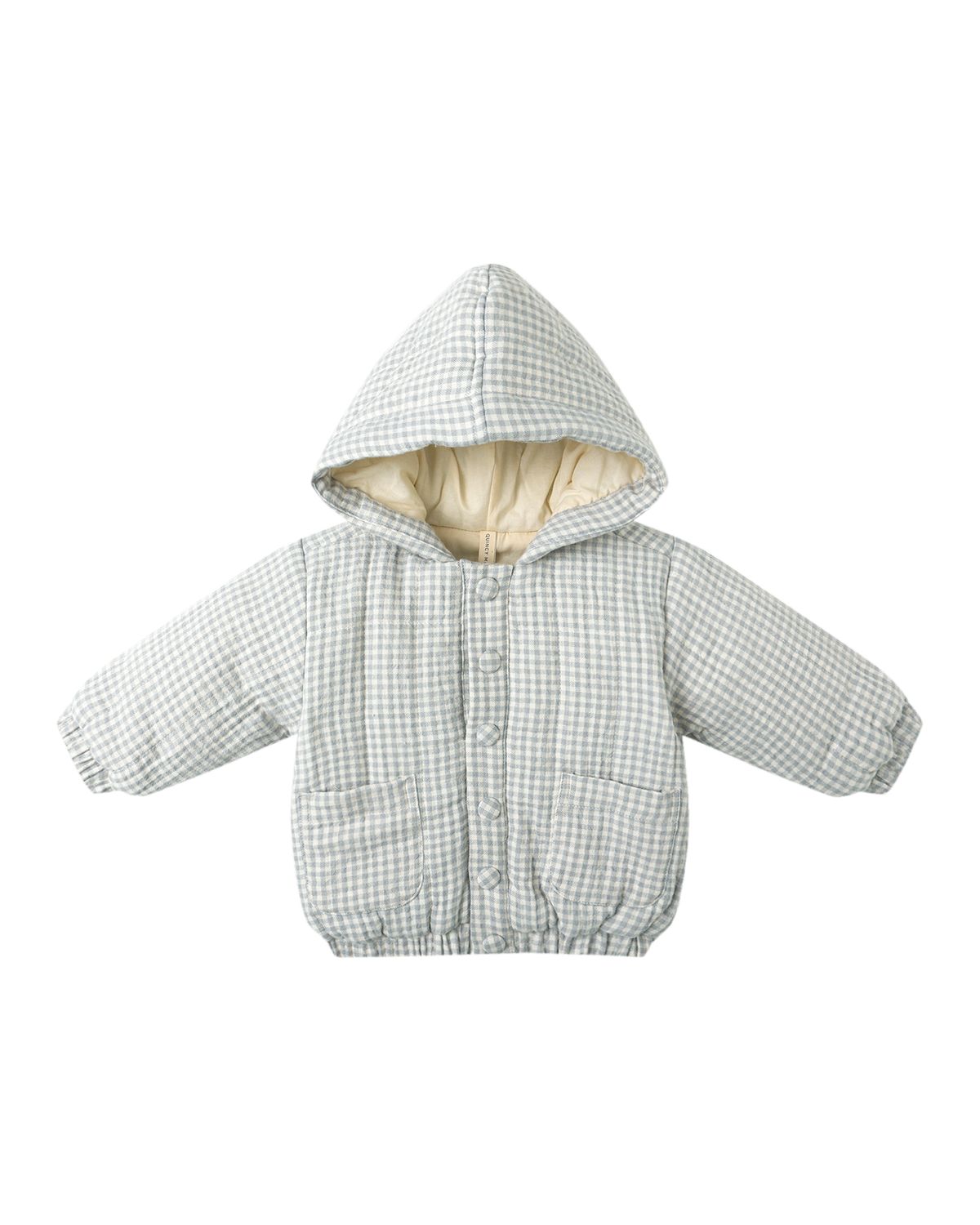 Hooded Woven Jacket Blue Gingham