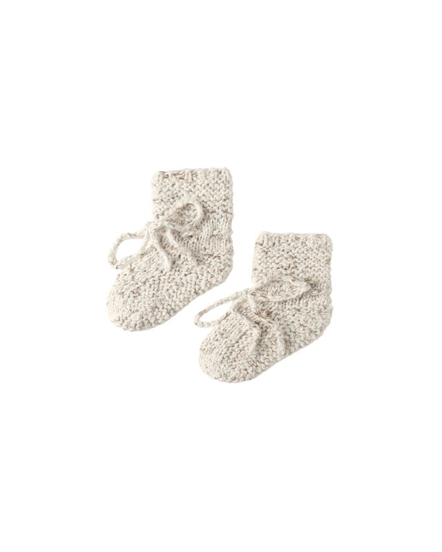Knit Booties in Heathered Blue 0-3m
