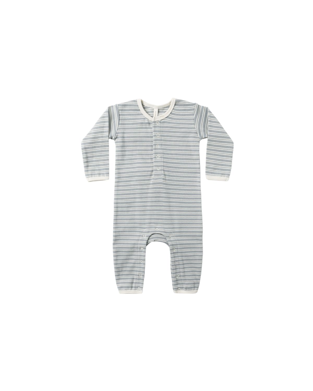 Ribbed Baby Jumpsuit Steel Blue Micro Stripe