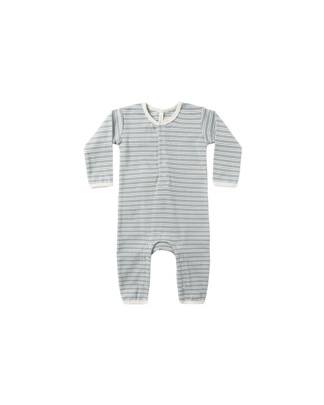 Ribbed Baby Jumpsuit Steel Blue Micro Stripe