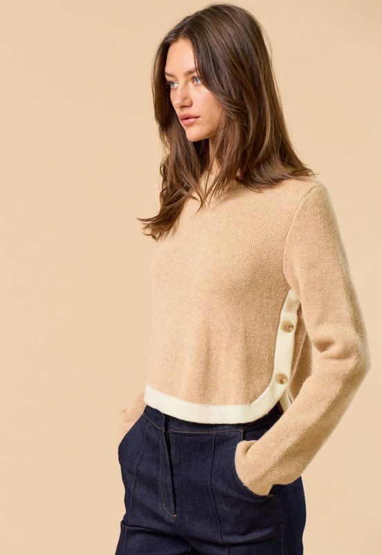 Sweater with Contrast and Side Button