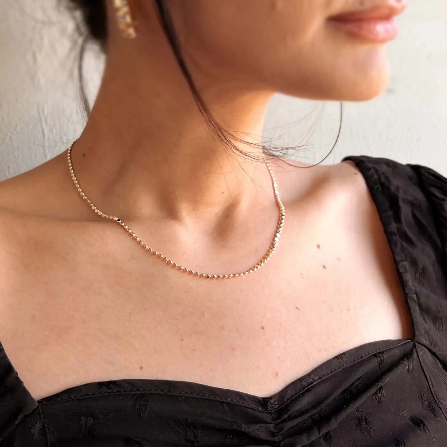 18k Gold Filled 2mm Flat Ball Chain Necklace - 16&quot;