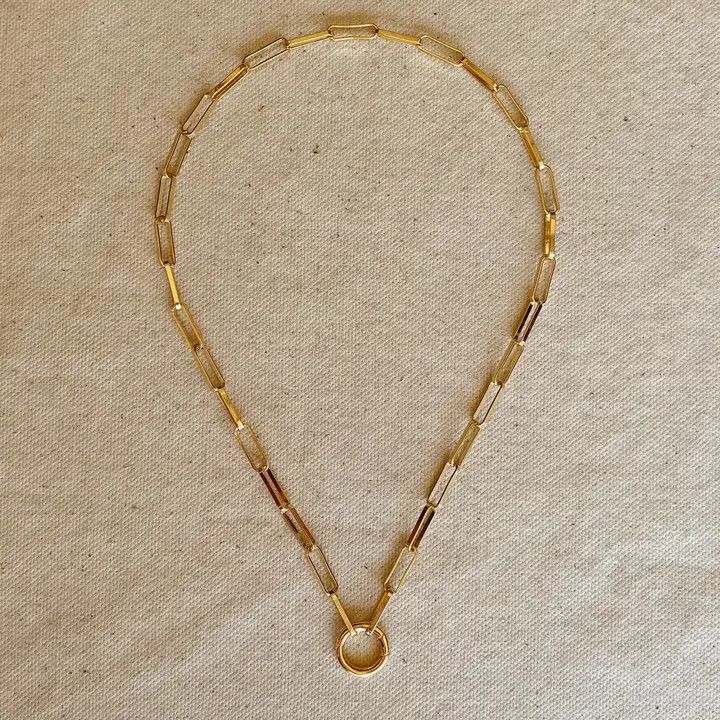 18k Gold Filled Paperclip Chain Necklace ft. Carabine
