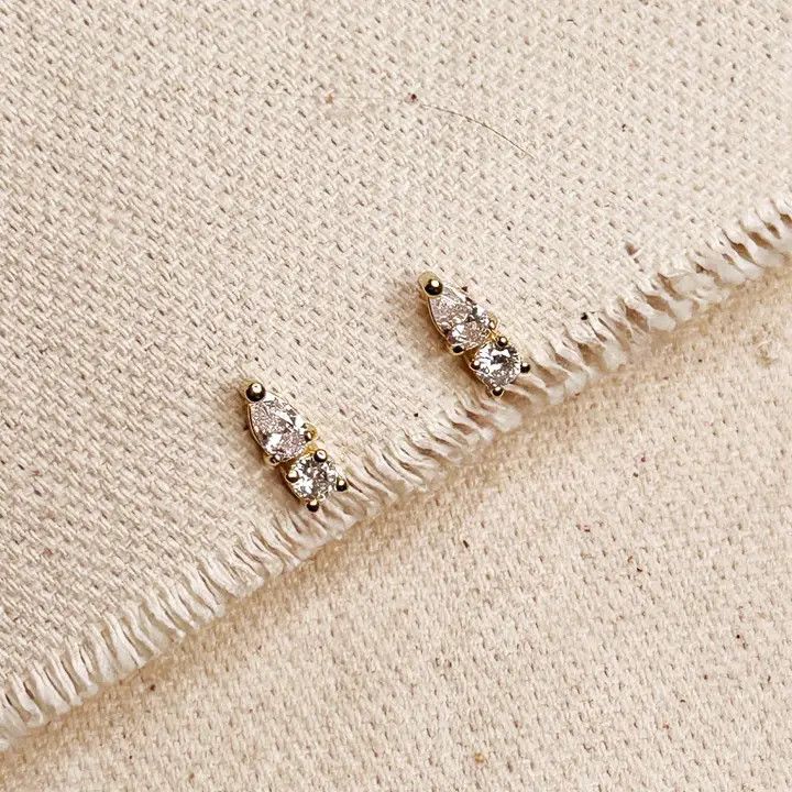 Mini Cz Drop Stud Earrings