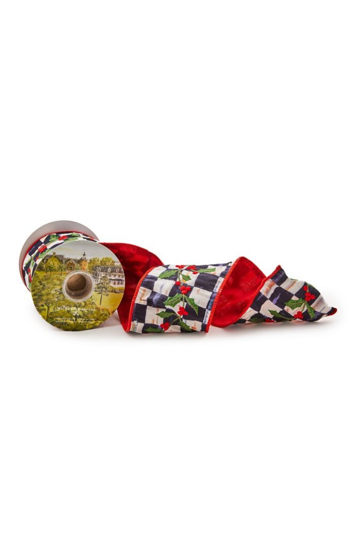 Cozy Christmas Holly Embroidered 4&quot; Ribbon