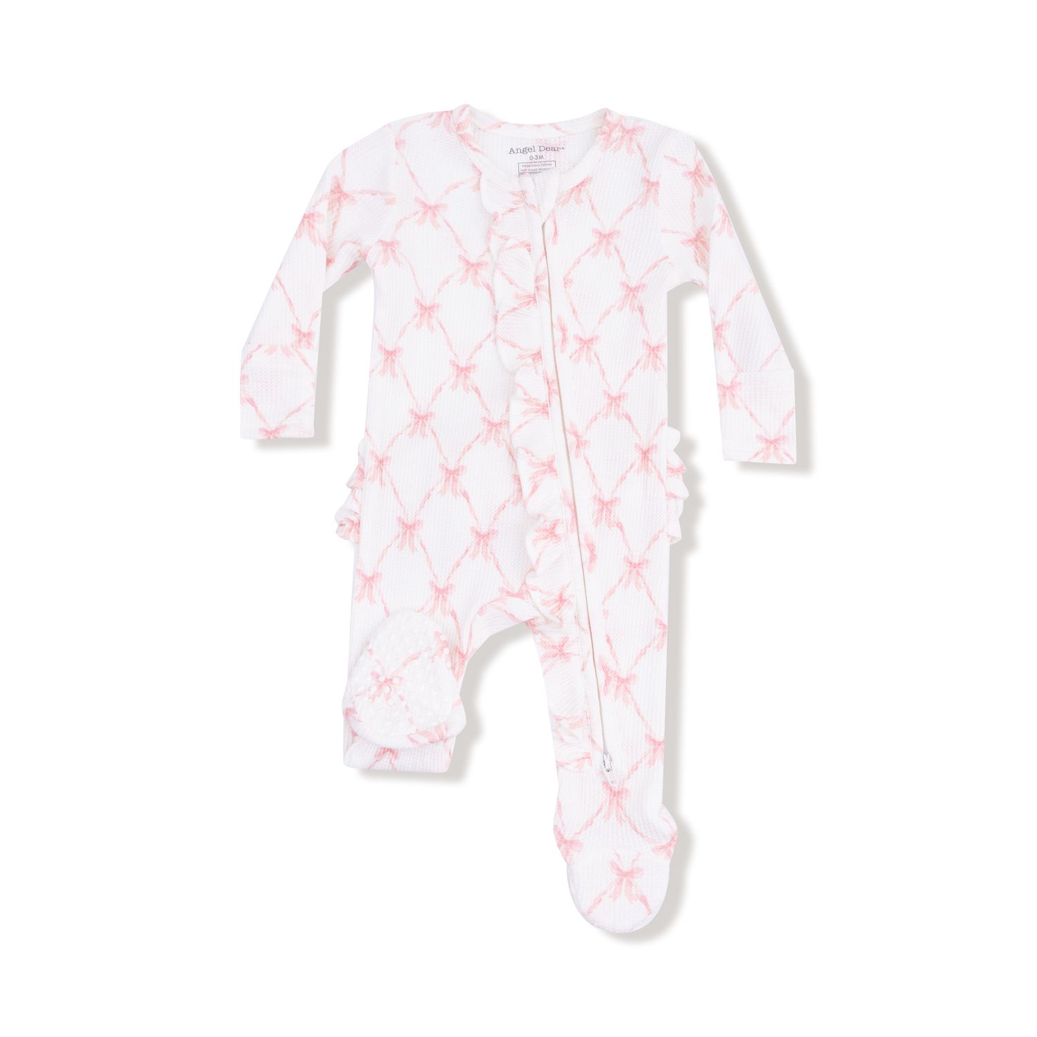 Ribbon Bow Trellis 2 Way Ruffle Zipper Footie