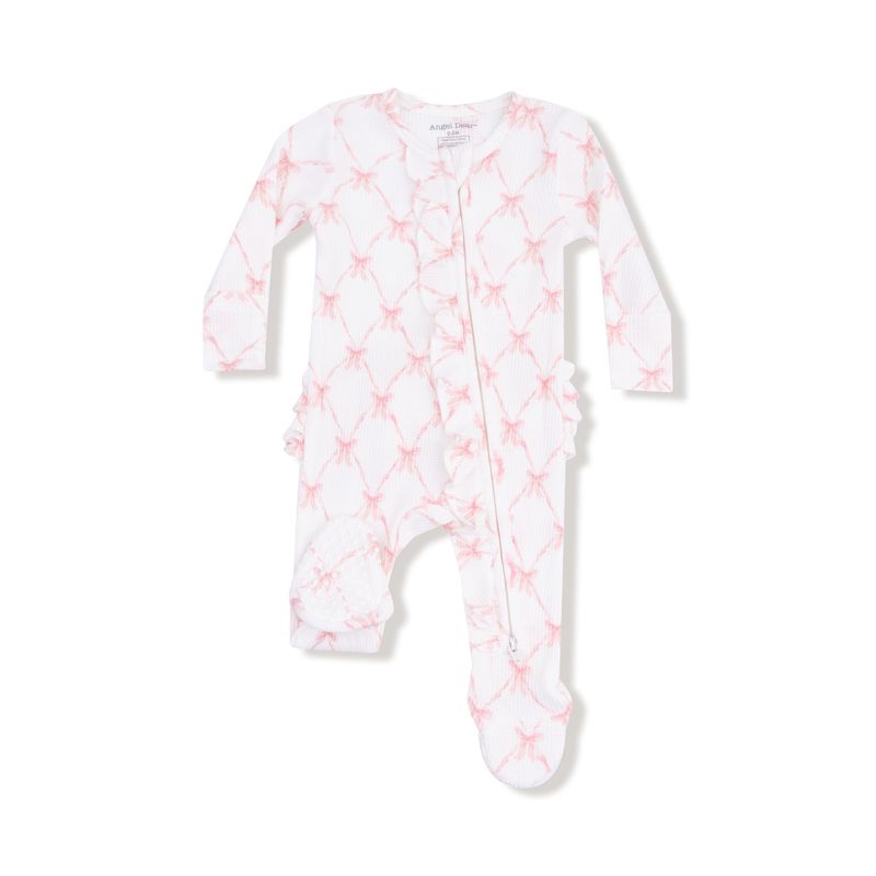 Ribbon Bow Trellis 2 Way Ruffle Zipper Footie