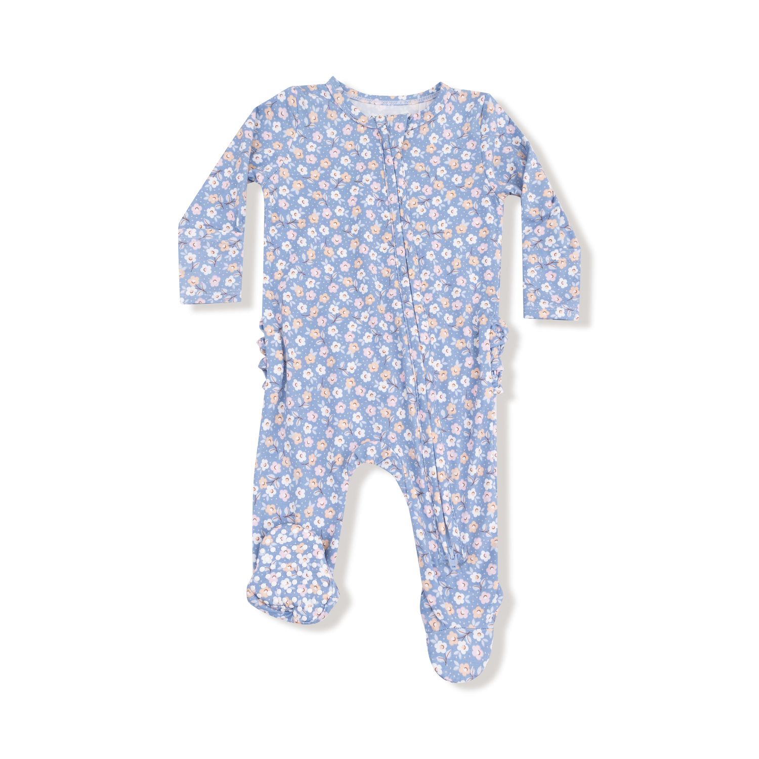 Country Calico - 2 Way Zipper Ruffle Back Footie