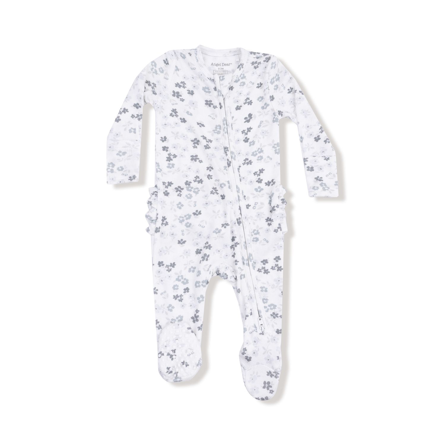 Caroline&#39;s Calico 2 Way Zipper Ruffle Back Footie