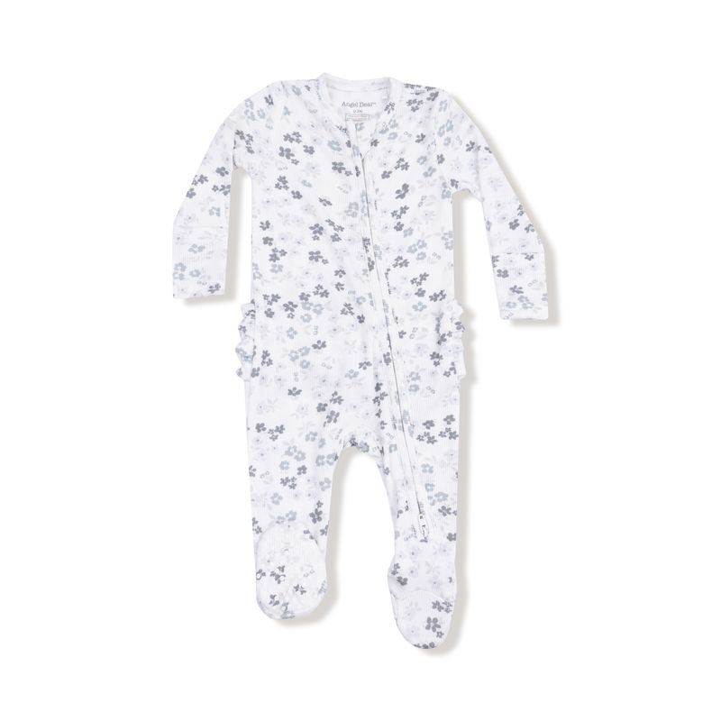 Caroline&#39;s Calico 2 Way Zipper Ruffle Back Footie