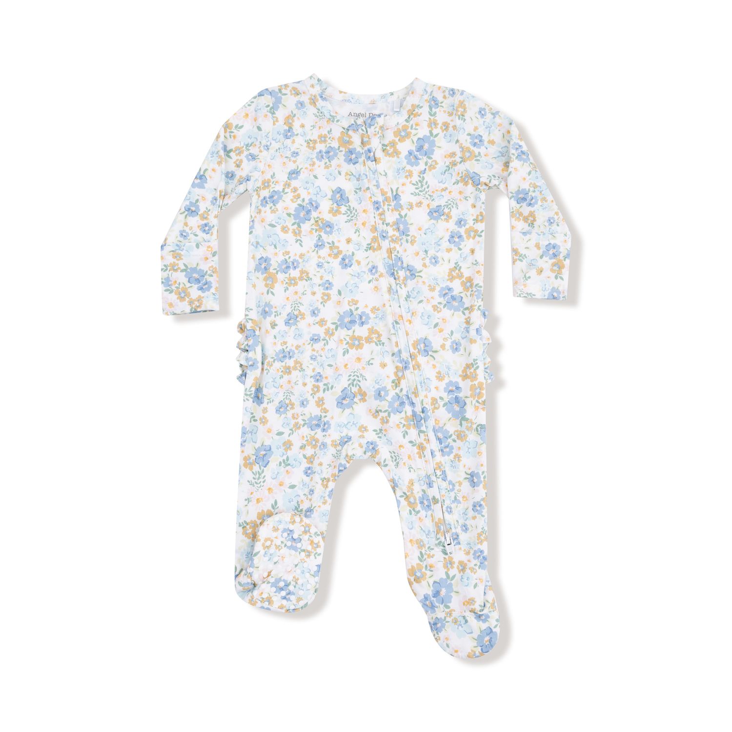 Sweet Rose Calico 2 Way Zipper Ruffle Back Footie