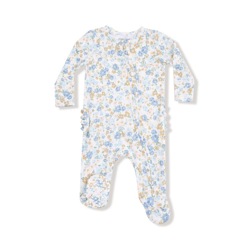 Sweet Rose Calico 2 Way Zipper Ruffle Back Footie