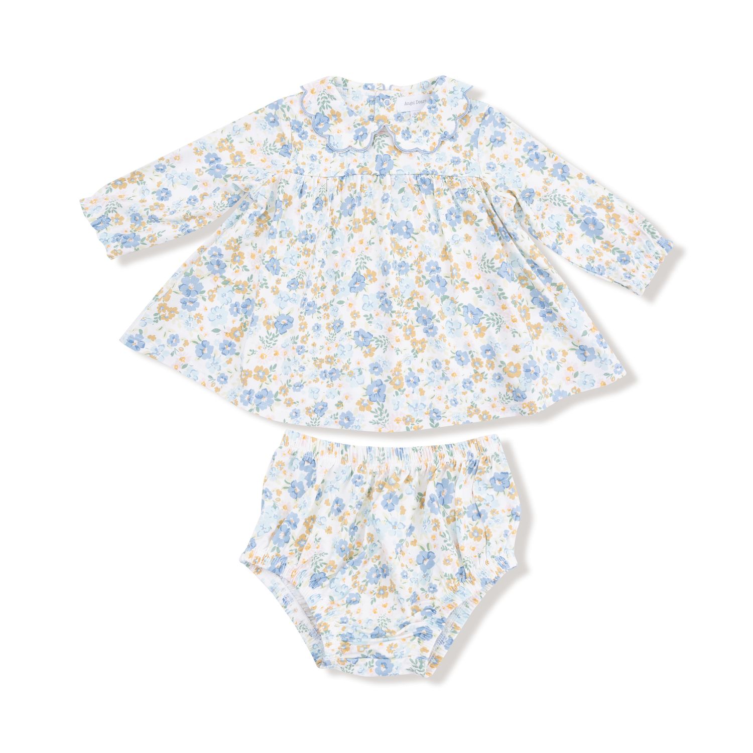 Sweet Rose Calico Petal Collar Dress Diaper Cover